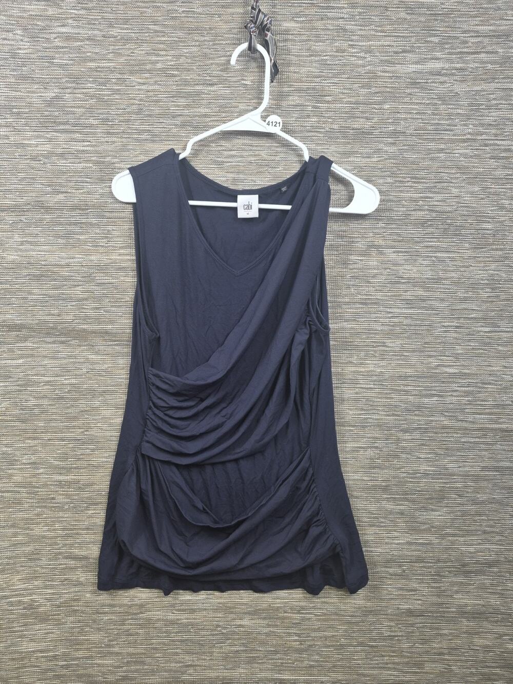 Cabi Double Drape Navy Blue Sleeveless Tank Top Womens Size XL Casual Boho